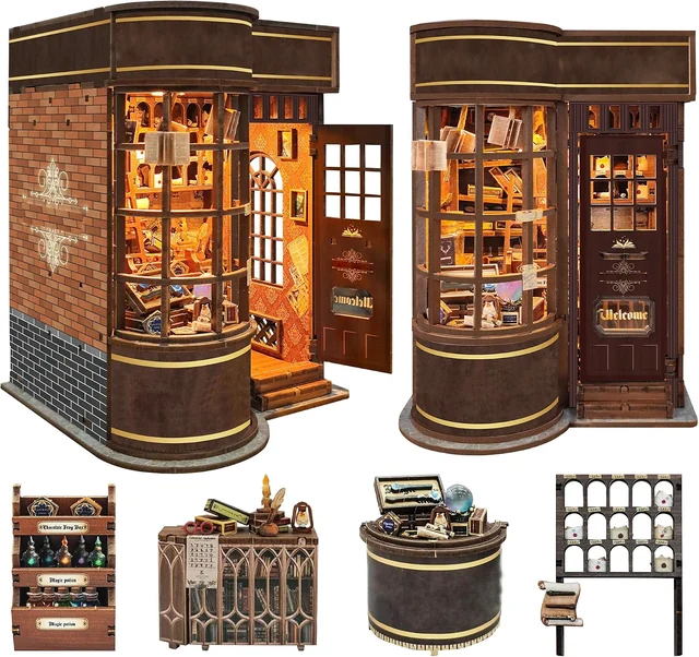 CUTEROOM Complete miniature magic shop with curved storefront and accessory pieces