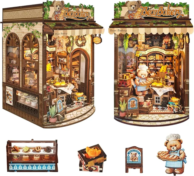 CUTEROOM Bear Bakery miniature storefront with bears and pastry displays