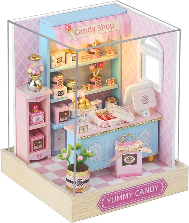 CUTEROOM Candy Shop miniature sweet shop inside its clear cover