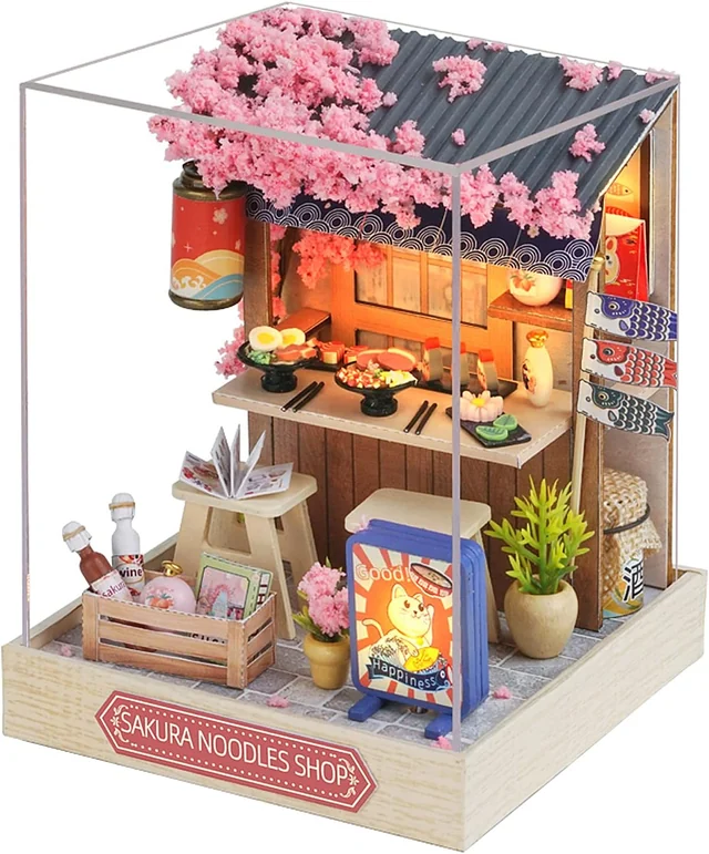CUTEROOM Noodles Shop miniature food stall beneath pink blossoms