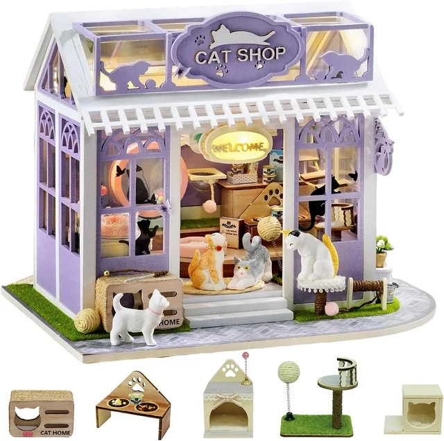 CUTEROOM Kitten Paradise miniature cat shop with a glass-style roof