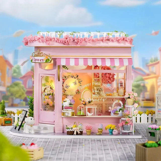 CUTEROOM Colorful Flower Shop facade with flower arrangements
